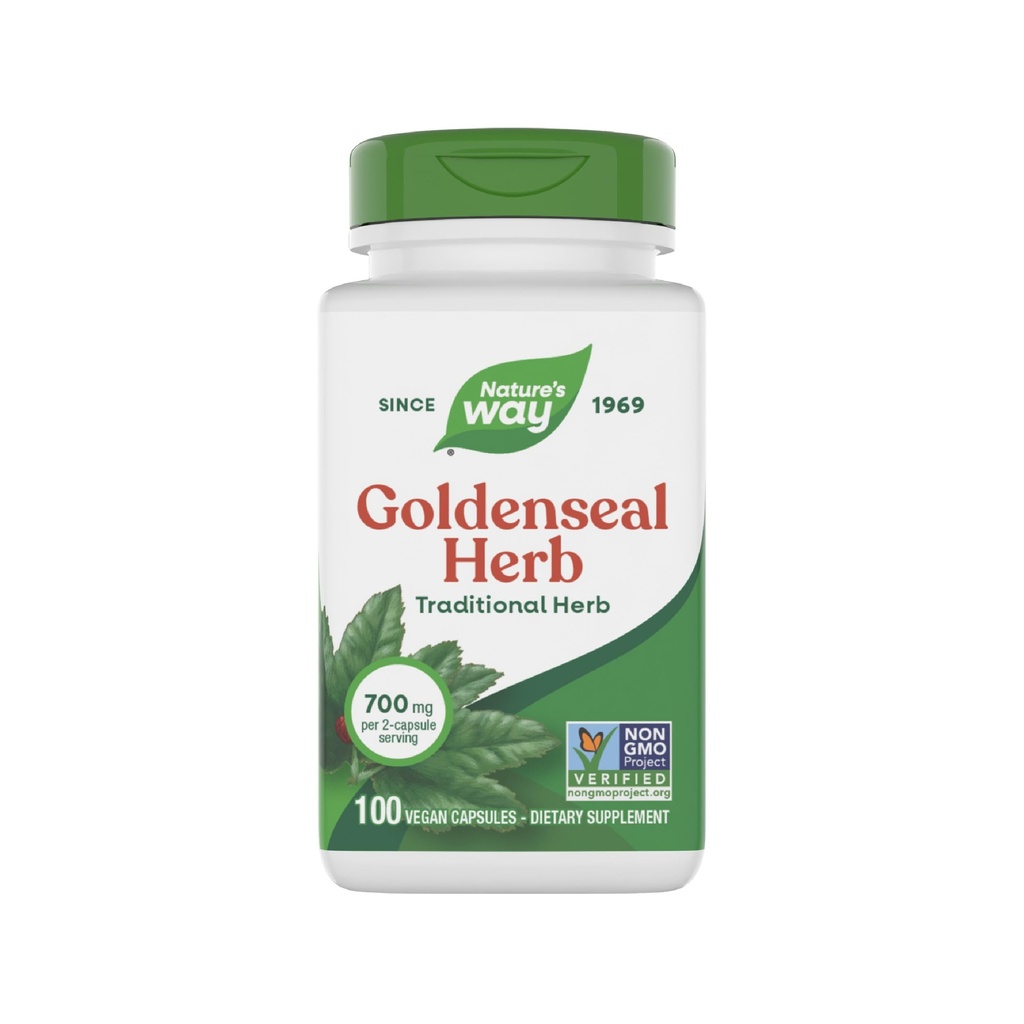 Natura's Way Goldenseal, traditional Herb, 700 mg per 2-Capsule Serving, non-GMO proiect verificat, Vegan, 100 capsule