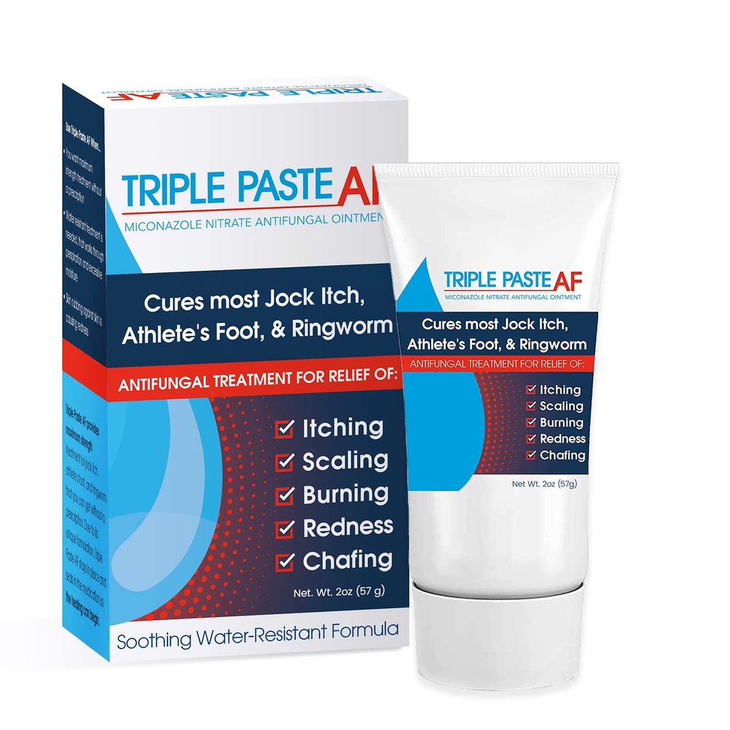 Triple Paste AF Antifungic Ointment pentru tratarea pielii Cele mai multe atleti Picior si Ringworm - 2% Miconazol Antifungic Cream - 2 Oz Tube (Packing May Vary)