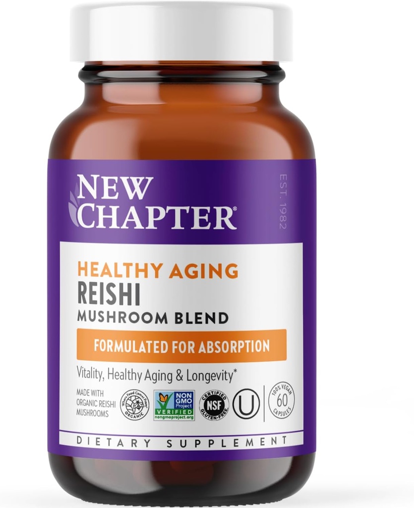 Capitolul nou Reishi Mushroom - LifeShield Reishi pentru imbatranire sanatoasa + Reishi Mushroom organic + Vegan + Non-GMO, Ingrediente Nootropice - 60 ct
