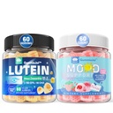 Zahăr gratuit Lutein 20 mg Zeaxantină umplute Gume + natural calm umplute Gume pentru adulți cu Ashwagandha și Vegan Omega 3