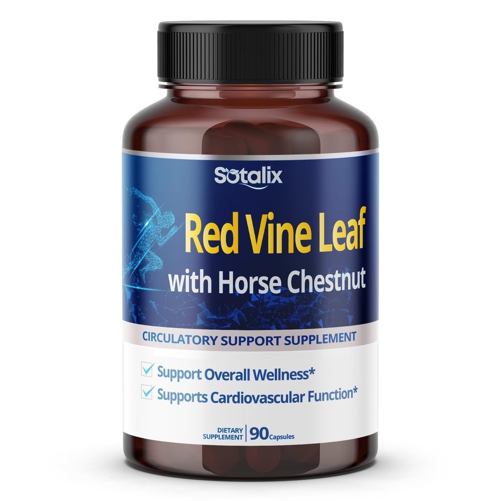 Red Vine Leaf și Horse Chestnut, 50% Flavonoids pentru Leg Vein Support, Piele, Inima Wellness - Made in the USA