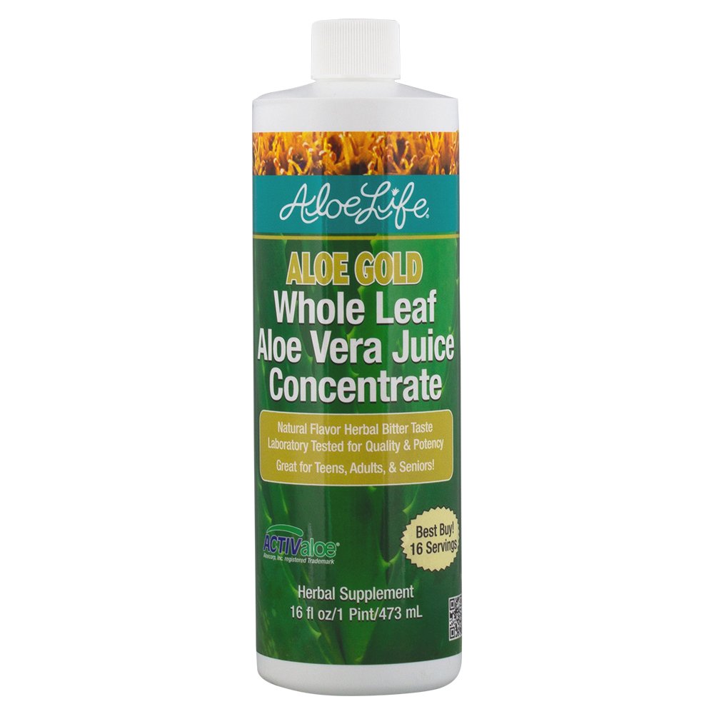 Aloe Life - Leaf întreg Aloe Vera suc, Certified Organic, Gluten-Free (Aloe Gold, 16 oz)