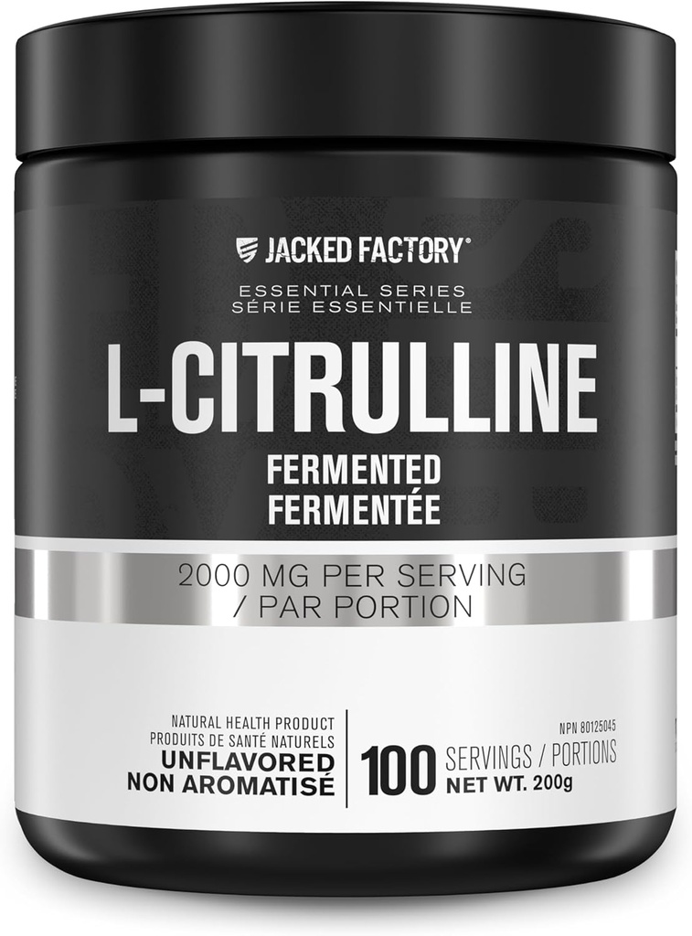 Fabrica Jacked L-Citrulline - Fermentat L Citrulină pulbere, Nitricoxid Booster pentru creșterea fluxului sanguin, Putere, & Rezistență - 100 Serviri, Nearomate