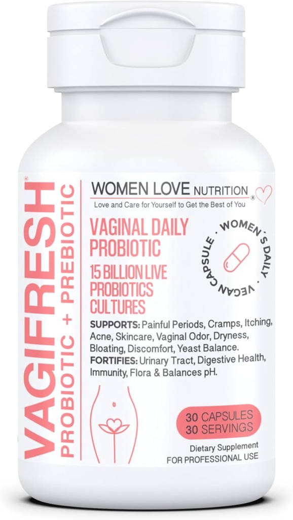 VAGIFRESH Probiotice vaginale, echilibru pH, prebiotice şi Lactobacillus. Femeii Vaginal Health Supplement - sănătos Vaginal Odor & Flora, 30 Conte.
