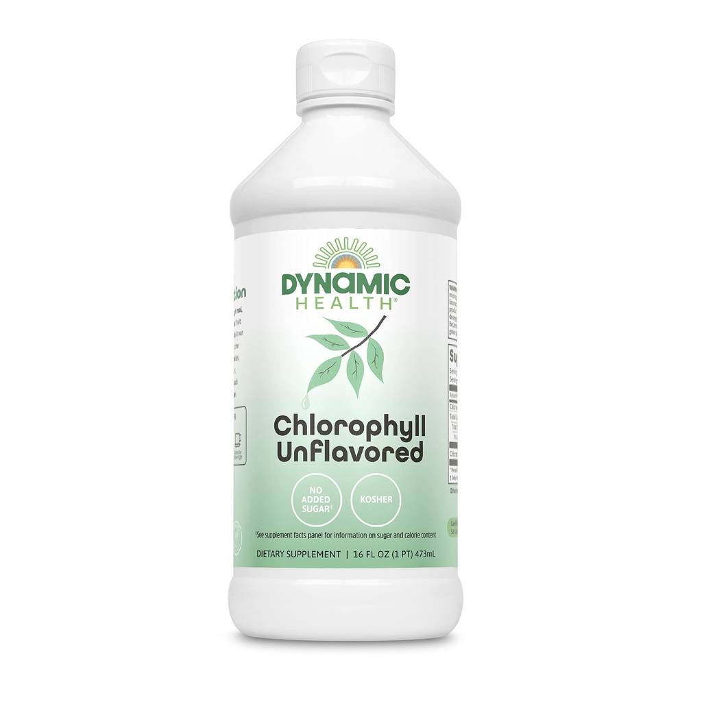 Sănătate dinamică Clorofilă lichidă 100 mg, Clorofilină de cupru de sodiu cu frunze de Alfalfa și Mulberry, Cleanse de plante și deodorizare, fără adaos de zahăr, 16 Fl Oz