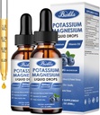 (2 ambalaj) Supliment de magneziu de potasiu lichid cu potasiu, magneziu, calciu, vitamina D3, zinc, pentru adulți și copii, zahăr fără