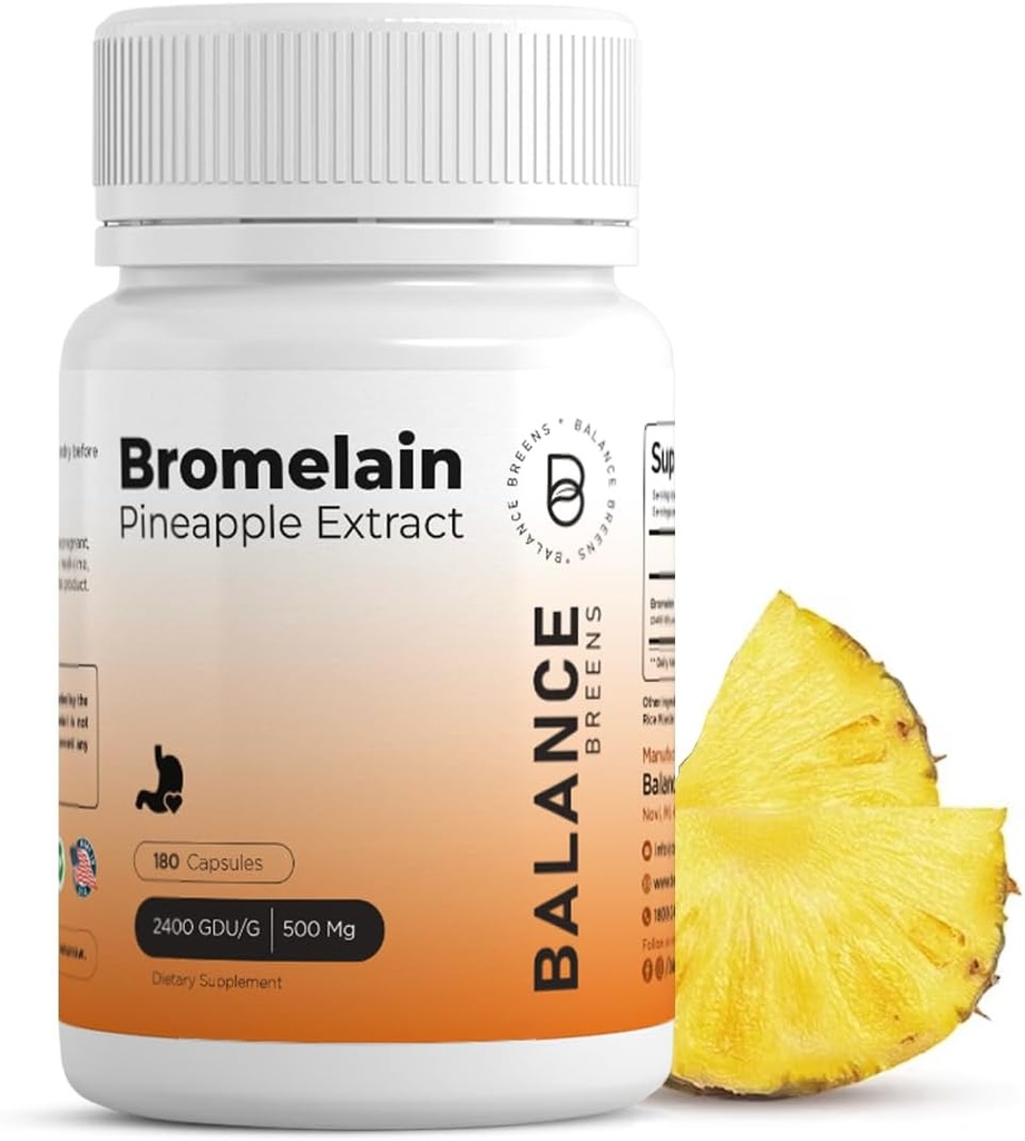 Bromelain 500mg - Extract de Ananas Enzyme digestiv - Suportă Digestion și Suplimentul de sprijin comun - de echilibru Breens