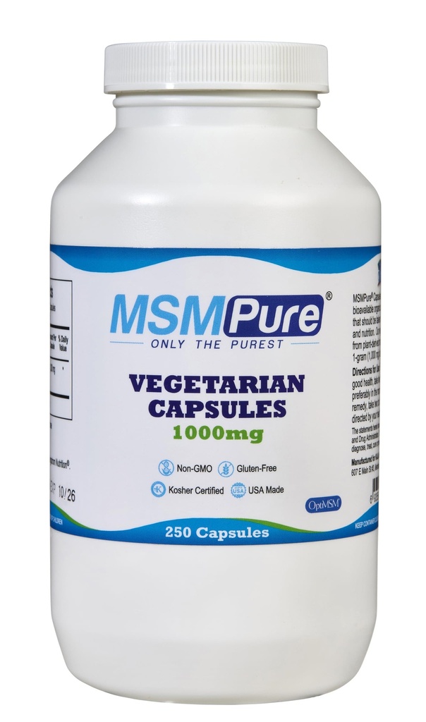 KALA HANITY MSPURE MSM Vegetarian Capsules 1000 mg US-Made MSM per capsulă pentru sănătatea articulară, Aspectul pielii, Hair & Nail Support 