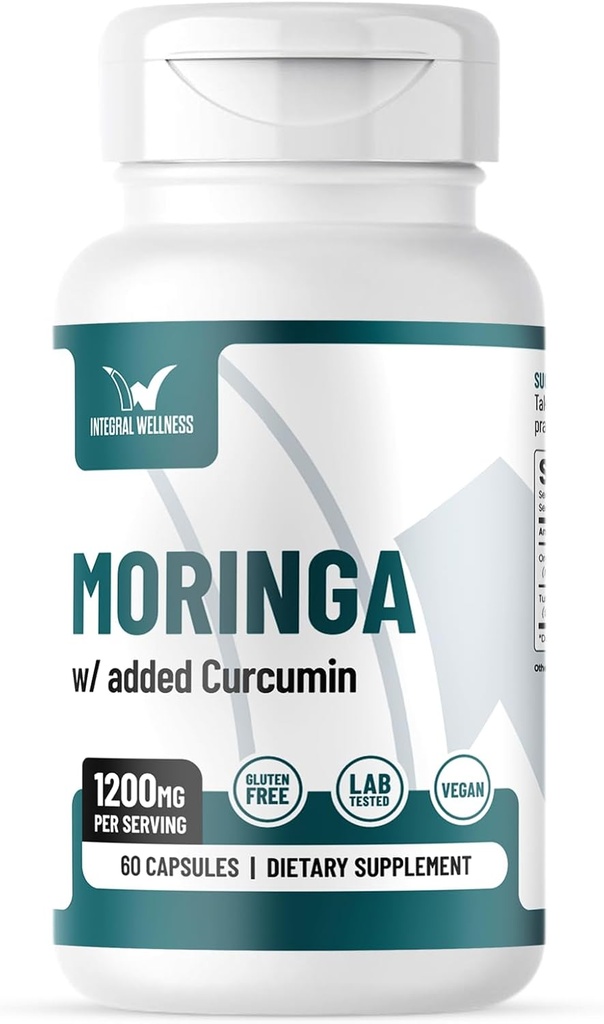 Moringa w/Curcumin capsule (60 Caps) 1200mg Per Serving - 3rd Party Tested, Filler-Free