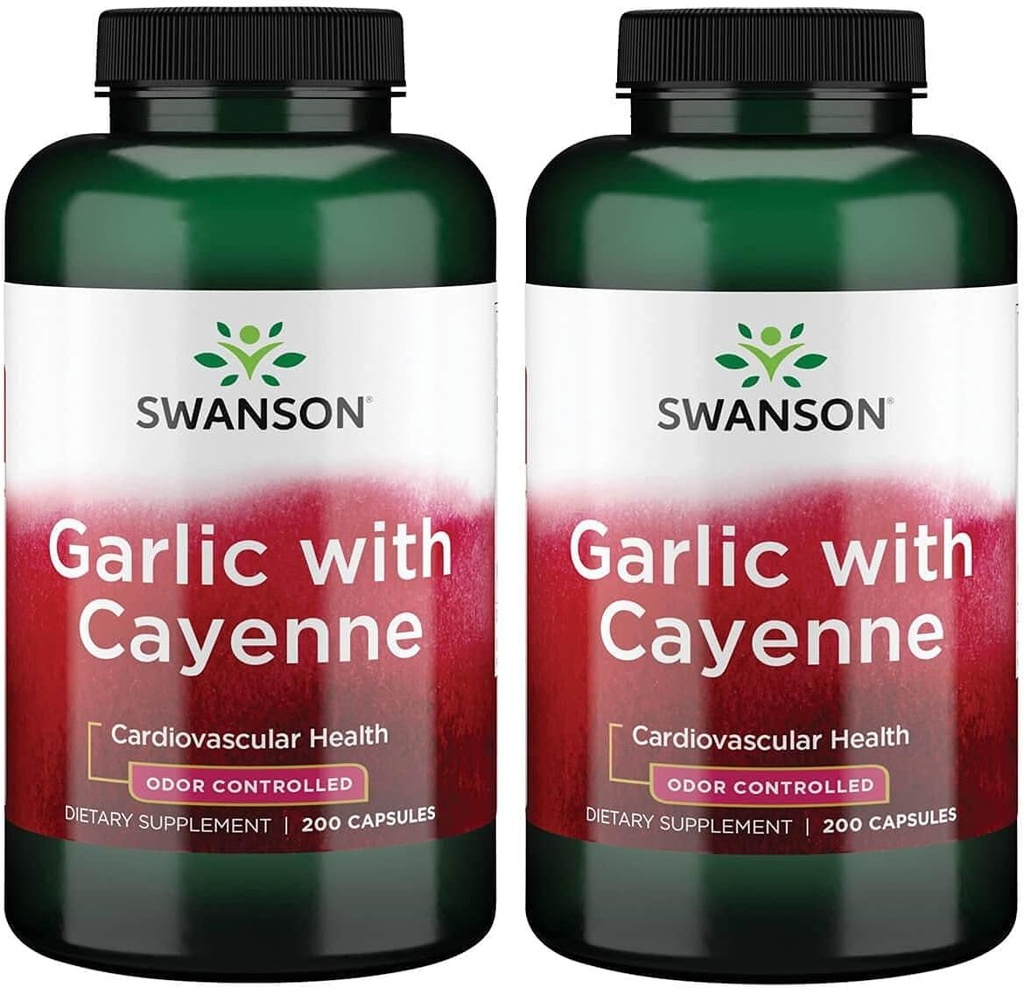 Swanson Usturoi cu Cayenne 200 Capsule (2 ambalaj)