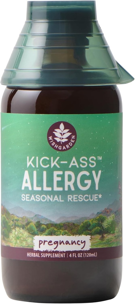 WishGarden Herbs Kick-Ass Alergia pentru Sarcina - Plant-Based Herbal Alergia Suplimentul w/Nettle Leaf, Echinacea & Yerba Santa, Sprijină în condiții de siguranță Histamina răspuns la Iritanți sezonieri, 4 oz
