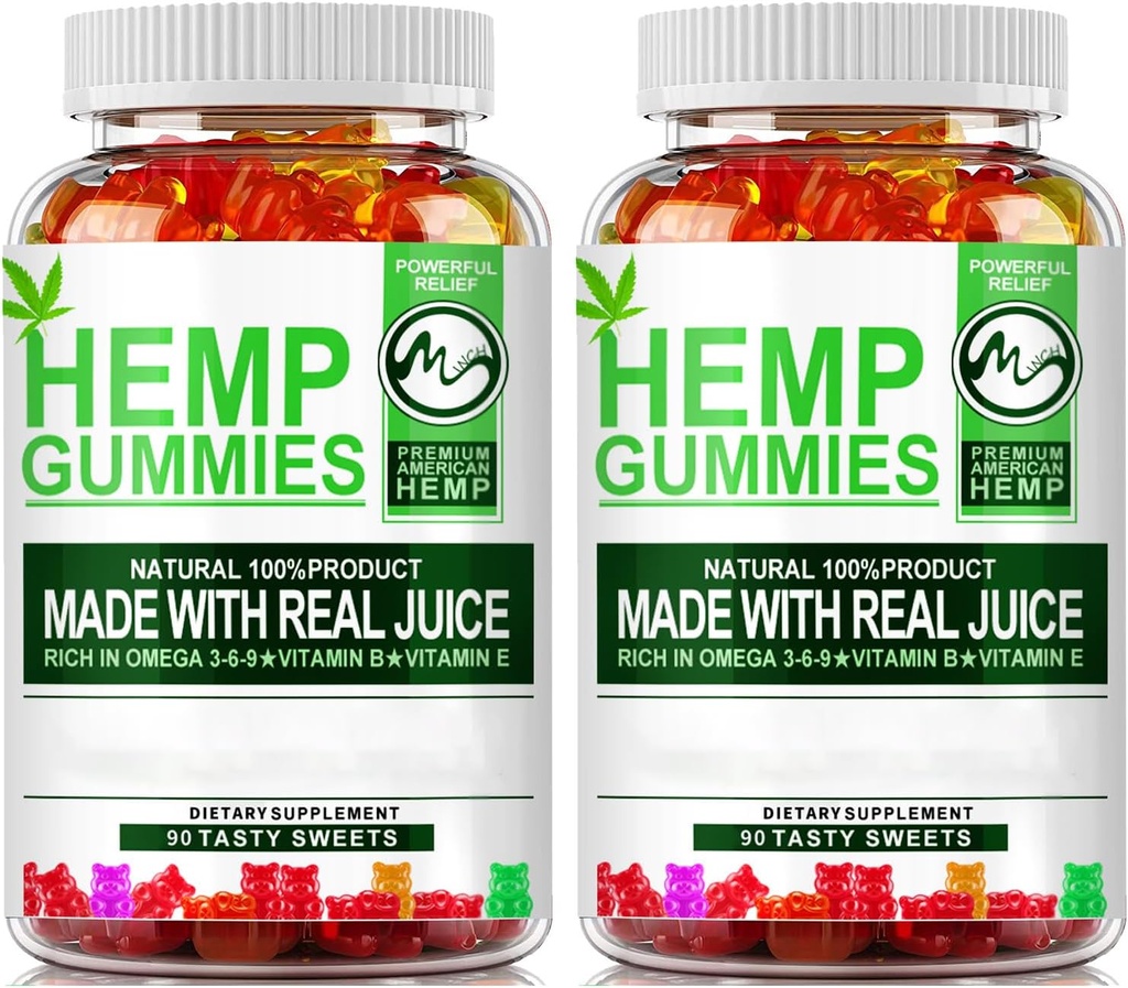 (2 Pack) Cânepă Gummies - 90PCS Stressse Relief Gummy Ursul cu ulei de cânepă