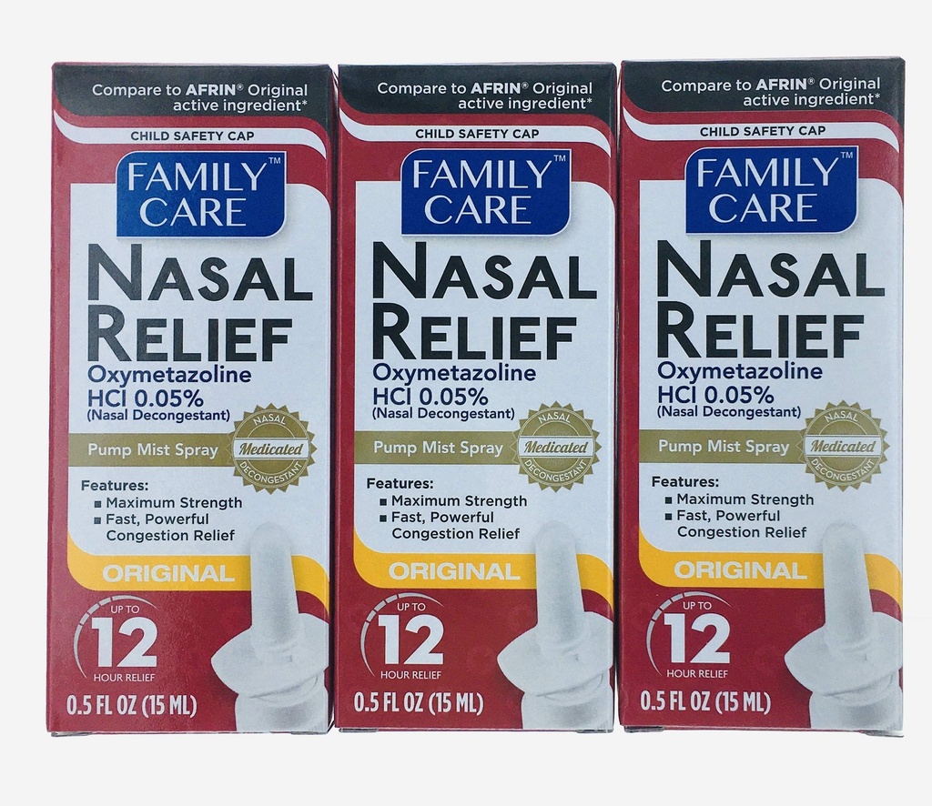 Family Care Nasal Relief Pump Mist Spray 0.5OZ [ Pachet de 3 ]