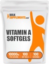 BulkSupplements.com Vitamina A 10000 UI Softgels - Vitamina A Retinil Palmitat, Vitamina A Pastile - Vitamina A Suplimente, Suplimente Ochi - Gluten gratuit, 1 Softgel per Serving, 100 Softgels