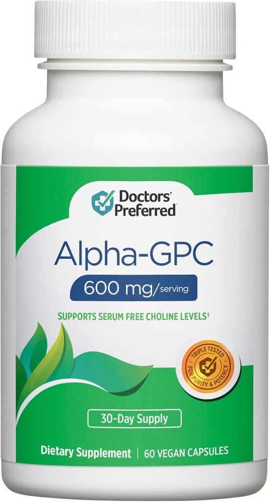 PREFERATA DOCTORS Alpha GPC Supliment - Formula Premium. 600 MG / Serving, 60 capsule Vegane, 30 de zile de aprovizionare