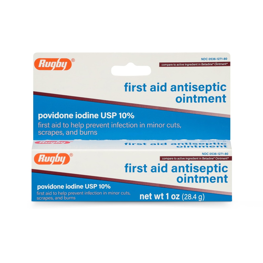 Rugby Primul ajutor Antiseptic Ointment, Povidonă Iod USP 10% Soluţie Topicală, ajută la prevenirea infecţiei în tăieturi minore, zgârieturi şi Burns - 1 Oz.