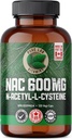 Vitamine pure de laborator NAC (N-Acetil-Cysteine) 600 mg - 120 capsule fabricate în Canada