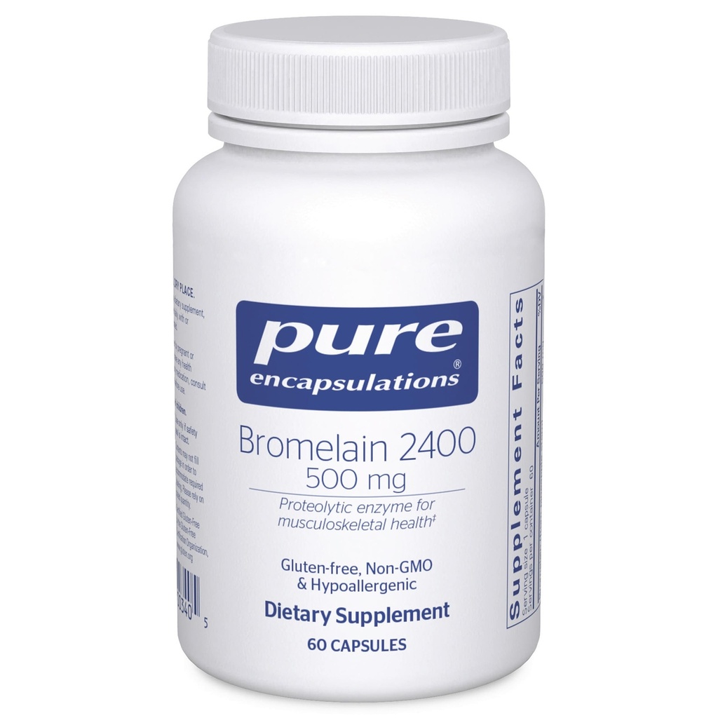 Encapsulations Pure Bromelain 2400 500 mg - for Digestive Support & Musculoschelestal Health - Supports Joints & Muscles Recovery* - Proteolitic Enzimes - Vegan - 60 Capsule
