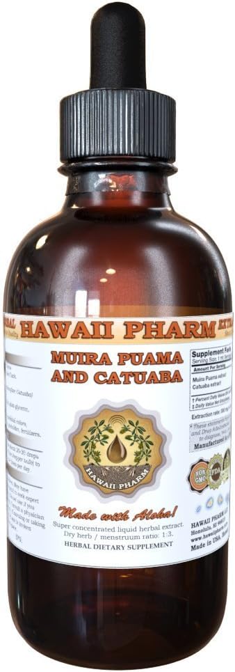 Hawaii Pharm Muira Puama și Catuaba Extract lichid Tincture 4 Oz (120ml)