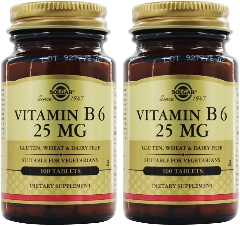 SOLGAR Vitamina B6 25 Mg, 100 comprimate, 100 Număr (pachet de 24)