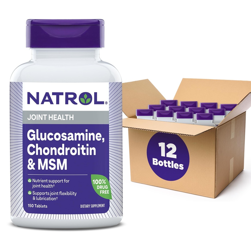 Natrol Glucosamină Chondroitin și MSM comprimate, 150-conte (Pachet de 12
