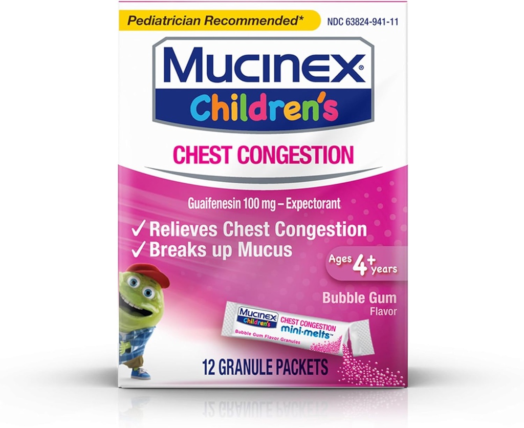 Congestie toracică, Melt pentru copii Mucinex, Congestie toracică, Gumă de mestecat, 12ct