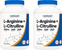 Nutricost L-Arginine L-Citrulline Complex 750mg, 240 capsule (2 flacoane) - Non-GMO