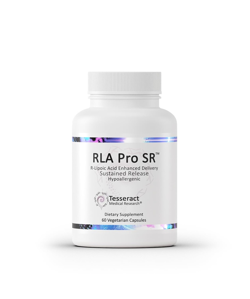 Tesseract RLA Pro SR, supliment de acid lipoic, 60 capsule, acid R-Lipoic cu eliberare susţinută, stimulează energia mitocondrială şi celulară, suport aminoacid metabolic, hipoalergic