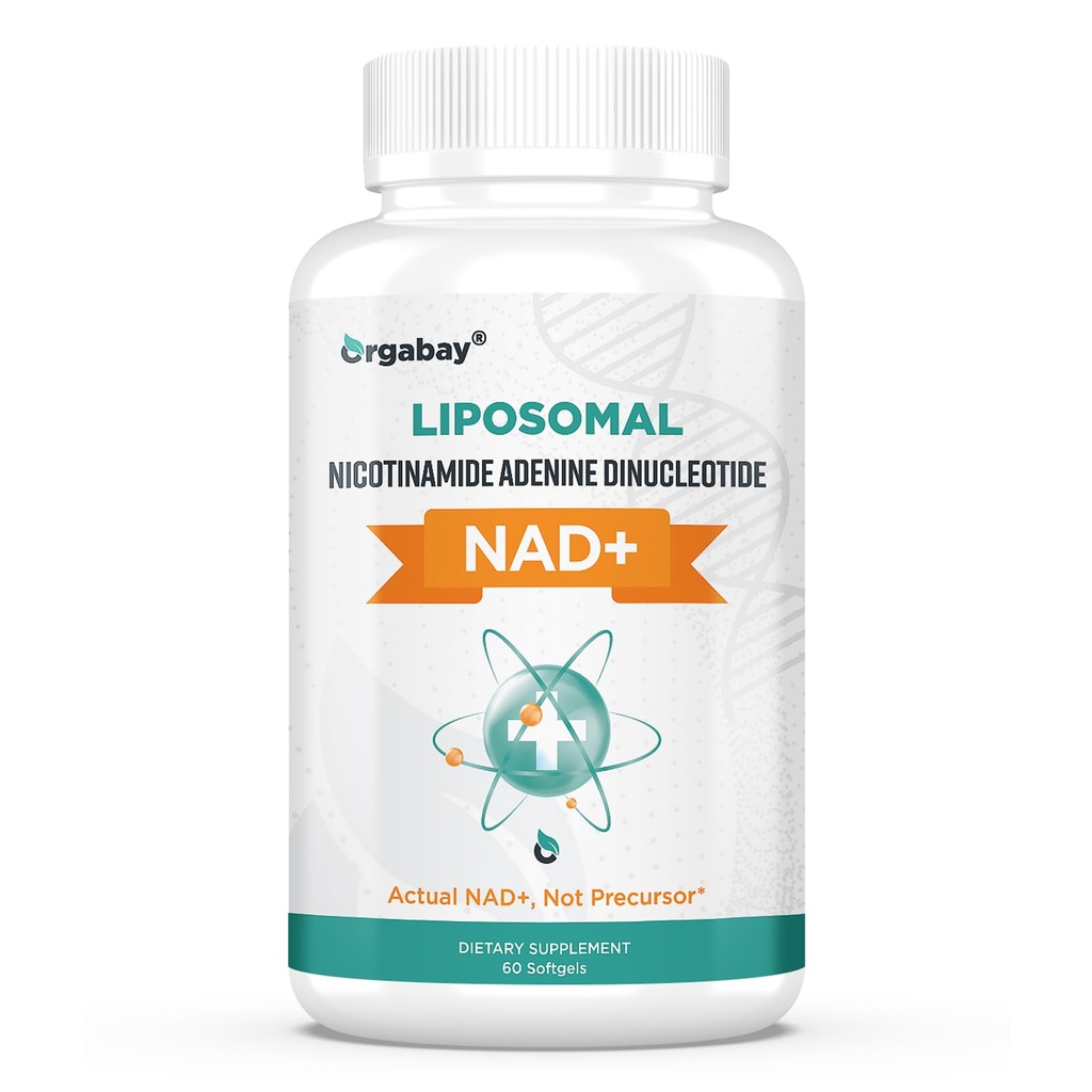 Orgabay Liposomal NAD. Supliment 500 mg, Absorbţie mare, Boost NAD+ cu TMG 250 mg, actual NAD Plus mai eficient decât Nicotinamida Ribozidă, Suport energie celulară, Îmbătrânire sănătoasă 