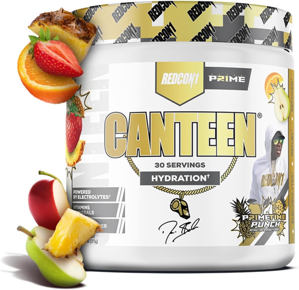 REDCON1 Post Workout Recovery Powder - Antrenorul Prime Canteen - Pudră de hidratare cu electroliți, vitamine și apă de cocos - Prime Time Punch (30 Servings)