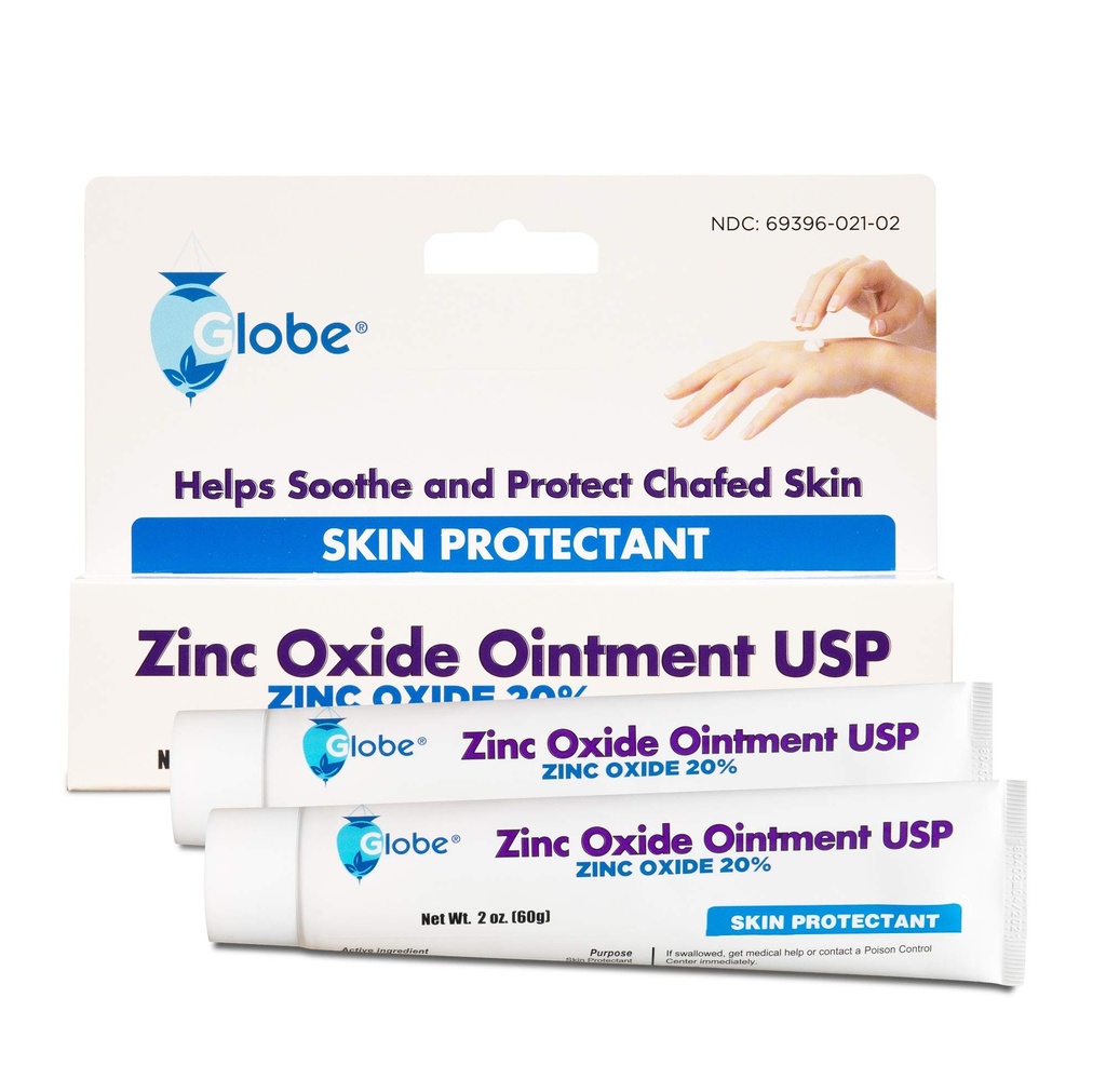 (2 ambalaj) Globe Zinc oxid Ointment 20%, 2 Ounce Tube (Total 4 oz) Advanced Skin Protection, For Diaper Eruptii cutanate, Relief From Poison Ivy, Sumac & Oak, Protejează de Wetness, Protejează Pielea Chaped