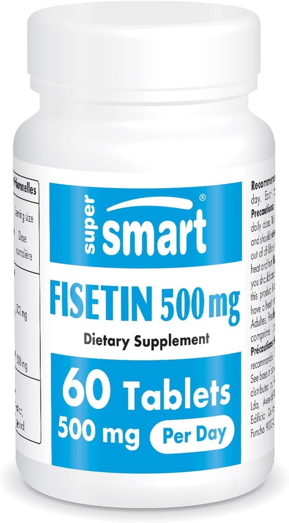 Supersmart - Fisetin 500 mg pe zi (Easy-to-take) - 98% Pure Fisetin Supliment - foarte biodisponibil Polyfenol - Activator Senolitic potent 