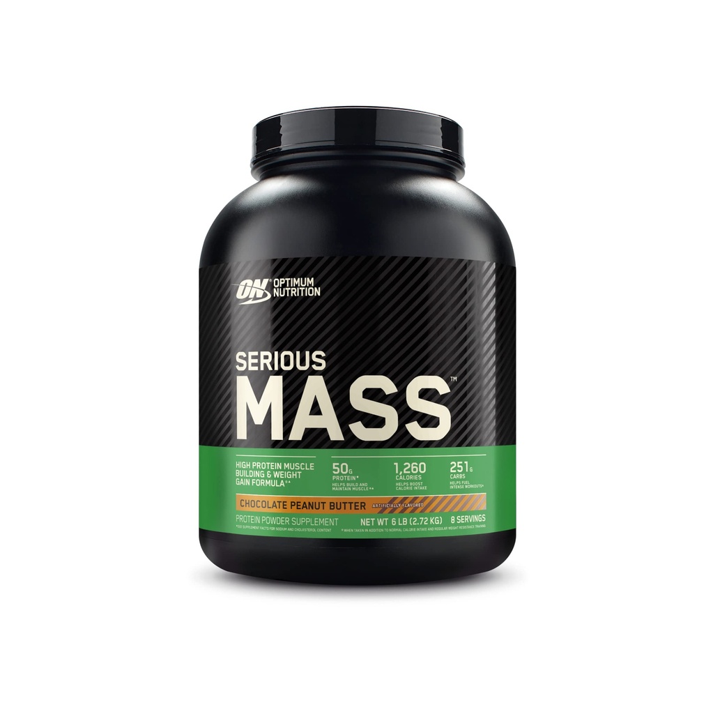Optimum Nutriție Masă gravă, Greutate Gainer Pulbere Proteină, Gainer masă, Vitamina C și Zinc pentru suport imunitar, Creatină, Unt de arahide de ciocolată, 6 Lire (Packing May Vary)