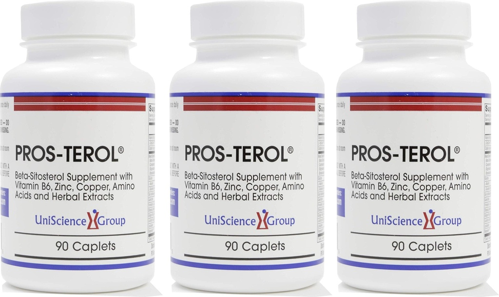 Pros-TEROL (3 Kit de sticlă), Prostate Relief cu 900 mg plante Sterols cu semințe de dovleac, Stinging Nettle Root, rădăcină de ghimbir, extracte de rădăcini de lemn dulce 90 Caplete