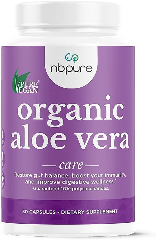 nbpure Organic Aloe Vera, Restaurare echilibru Gut, Suport Imunitate şi Digestive Wellness 30, Capsule Vegan