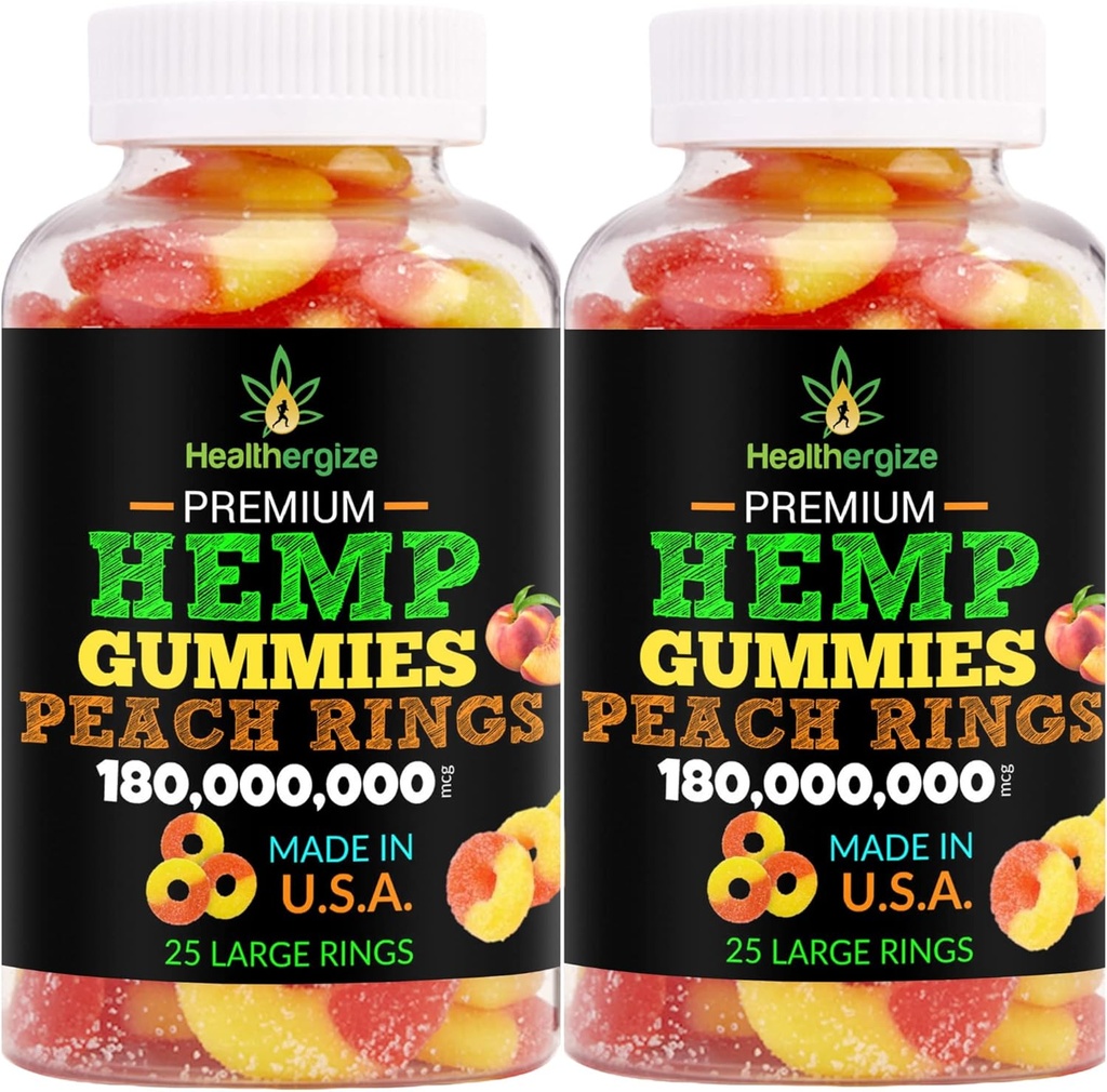 2PACK Hemp Gumies-Fresh Gummy Delicious Peach-for Sleep, Calm și Relaxați-vă, Back-Premium Gummy Gummy Gummy, Natural Hemp Party-Made în Statele Unite ale Americii