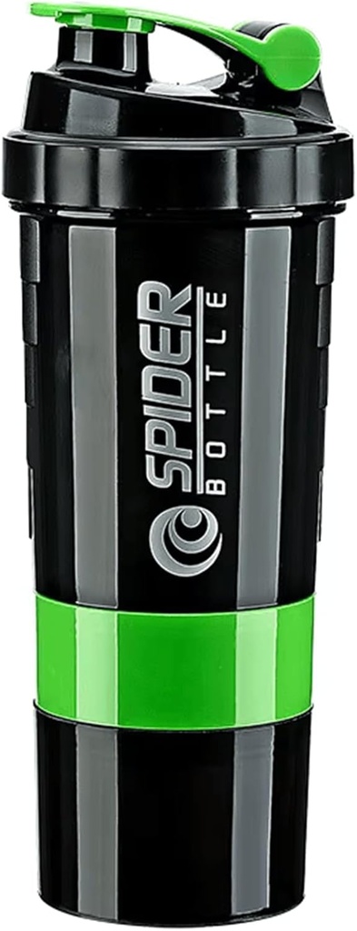 5 În 1 flacon Shaker Proteine - Professional Series Shaker Sticla pentru Shakes Proteine și Pre Antrenament Gym Sticla,Cu Powder Storage,Pill Tray, Mixing Ball,Shakes Cup (verde)