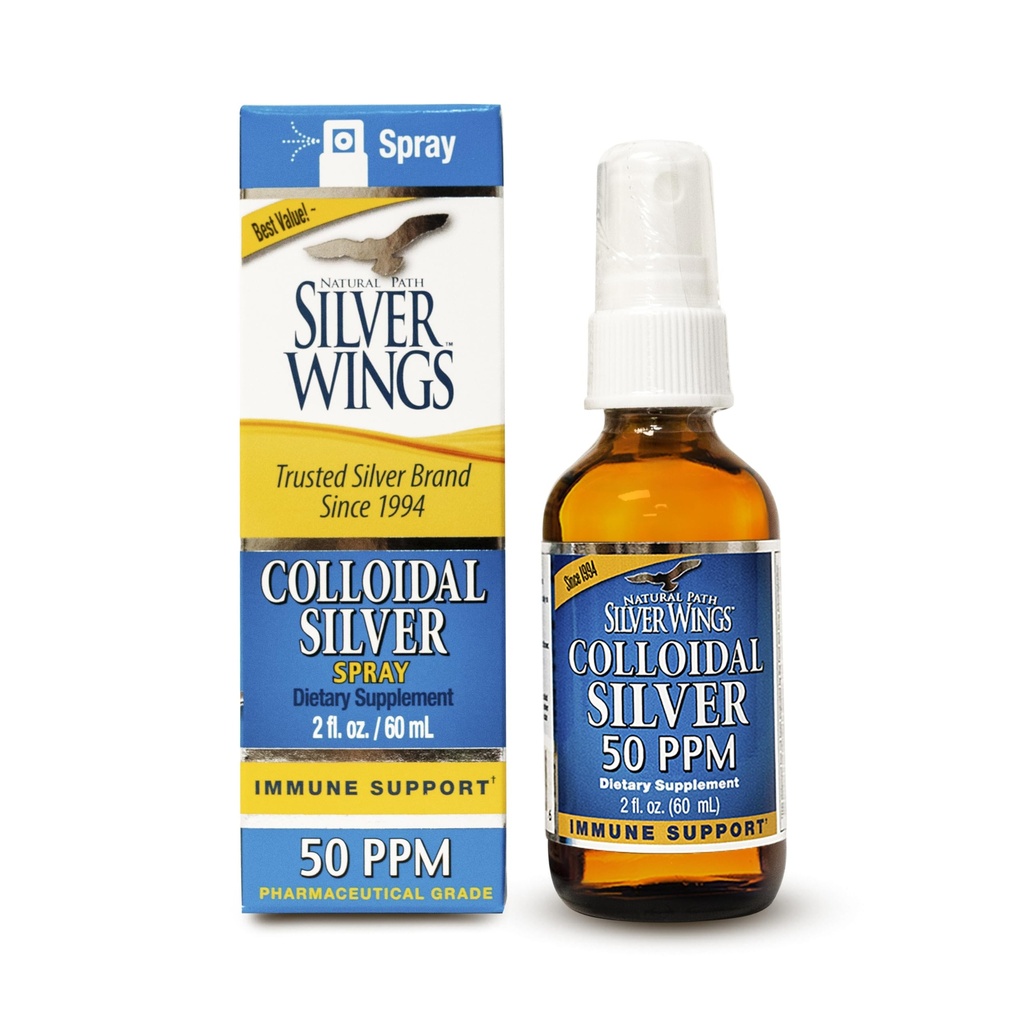 Natural Path Aripi de argint coloidal lichid de argint - Daily Immune Supplement - 50ppm (250mcg) - 2oz Spray