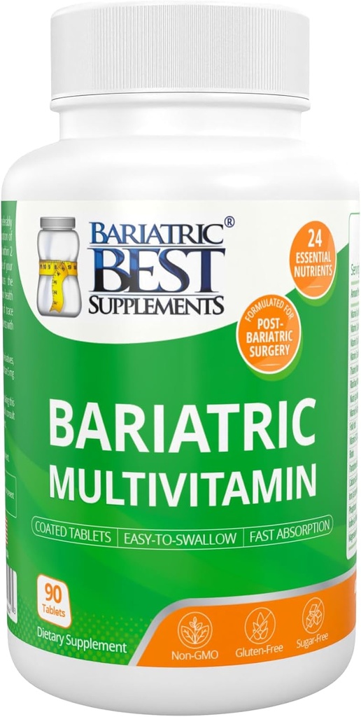 Baritric Multivitamine cu fier pentru bypass post-gastric & Chirurgie maneca, Suplimente energetice, 90 comprimate, 24 Nutrienti esentiali, Formulat de chirurgi bariatrici pe ghidul ASMBS