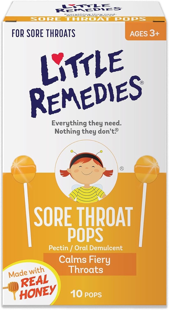Little Remedies Sore Throat Pops, Made With Real Honey, 10 Count (Pachet de 1)