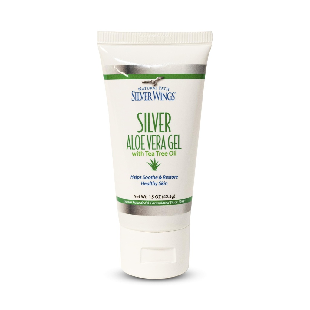 Natural Path Aripi de argint 200ppm Argint cu Aloe Vera Gel și ulei de copac de ceai - Soothing Skin Care - 1.5 oz