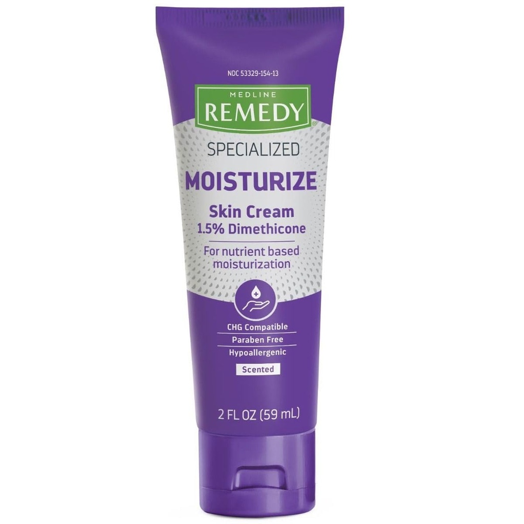 Medline Remedy Specializat Skin Cream (2 oz Tube), Scented, 1,5% Dimeticon, Nourishing Moisturizer pentru piele uscată, Sulfate-Free, Paraben-Free, Hipoallergenic Body Cream, Zilnic Loţiune pentru Piele uscată