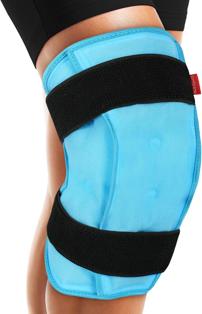 Comfytemp 3D Genunchi pachet de gheață Wrap pentru leziuni Reutilizabile Gel, FSA eligibile, Genți rece Pack Brace terapie fizică pentru Menisc Tear, durere picior, înlocuire, Artrită, Recuperare musculară, Chirurgie obține bine cadou