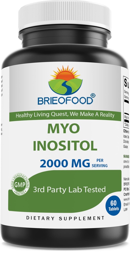 Brieofood Myo Inositol 2000 mg per Serving - 60 comprimate - 3rd Party Lab testat