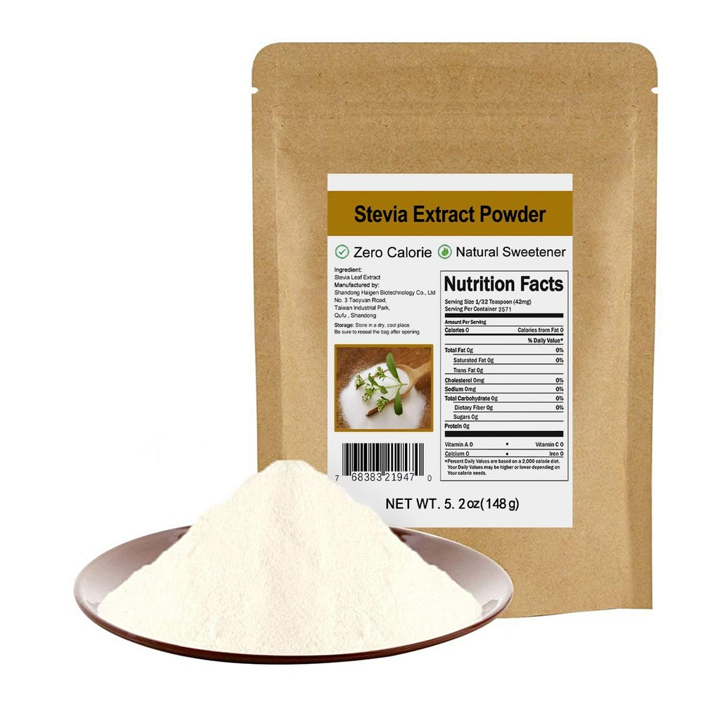 Pur Stevia Extract pulbere fără Erythritol 5.2oz (148g) - foarte concentrat Stevia Powder Sweetener, Zero Calorie, No Artificial, Natural Sugar Alternative