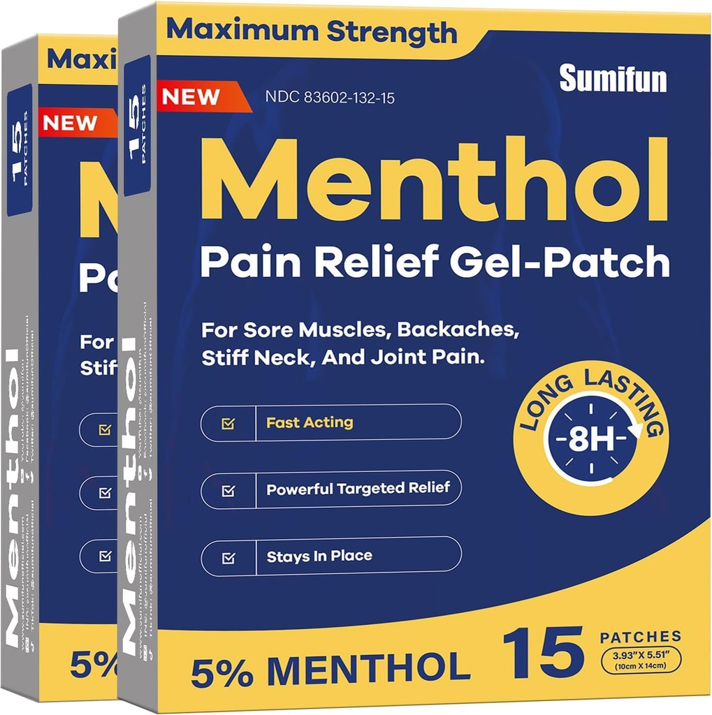 Sumifun Medicate Hot Patches - 30 Conte 5% Mentol Extra Putere Durere Ajutor patch-uri puternic orientate pentru dureri de spate simple, dureri articulare, Stiff Neck, dureri musculare