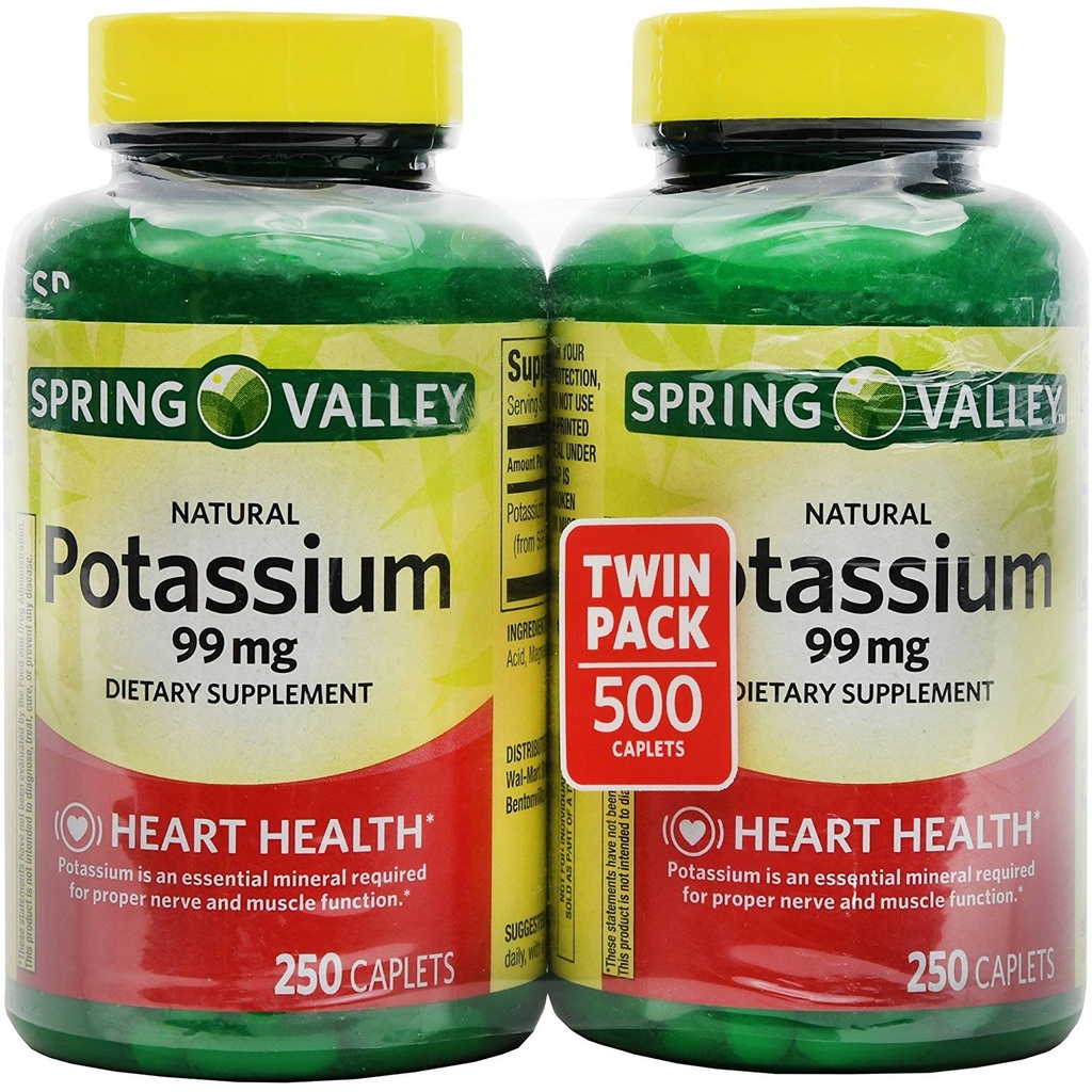 Spring Valley Potasiu 99 mg din Gluconat de potasiu 595 mg (număr 250, ambalaj 2)