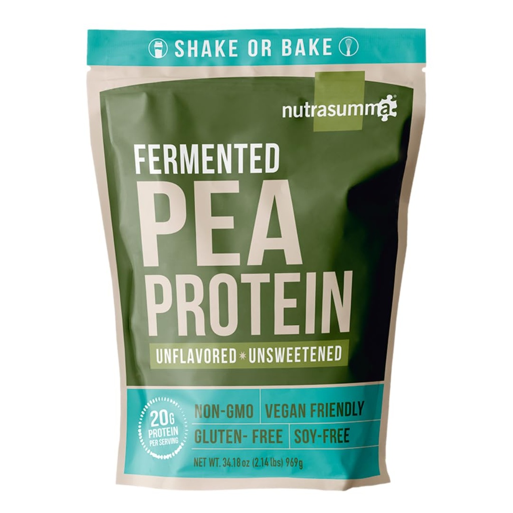 Nutrasumma Pea Proteine pulbere, Nearomate și neîndulcite Sugar Free Vegan, 100% Plant based, Non OMG, Gluten Free & Soy Free, 2.14 LB