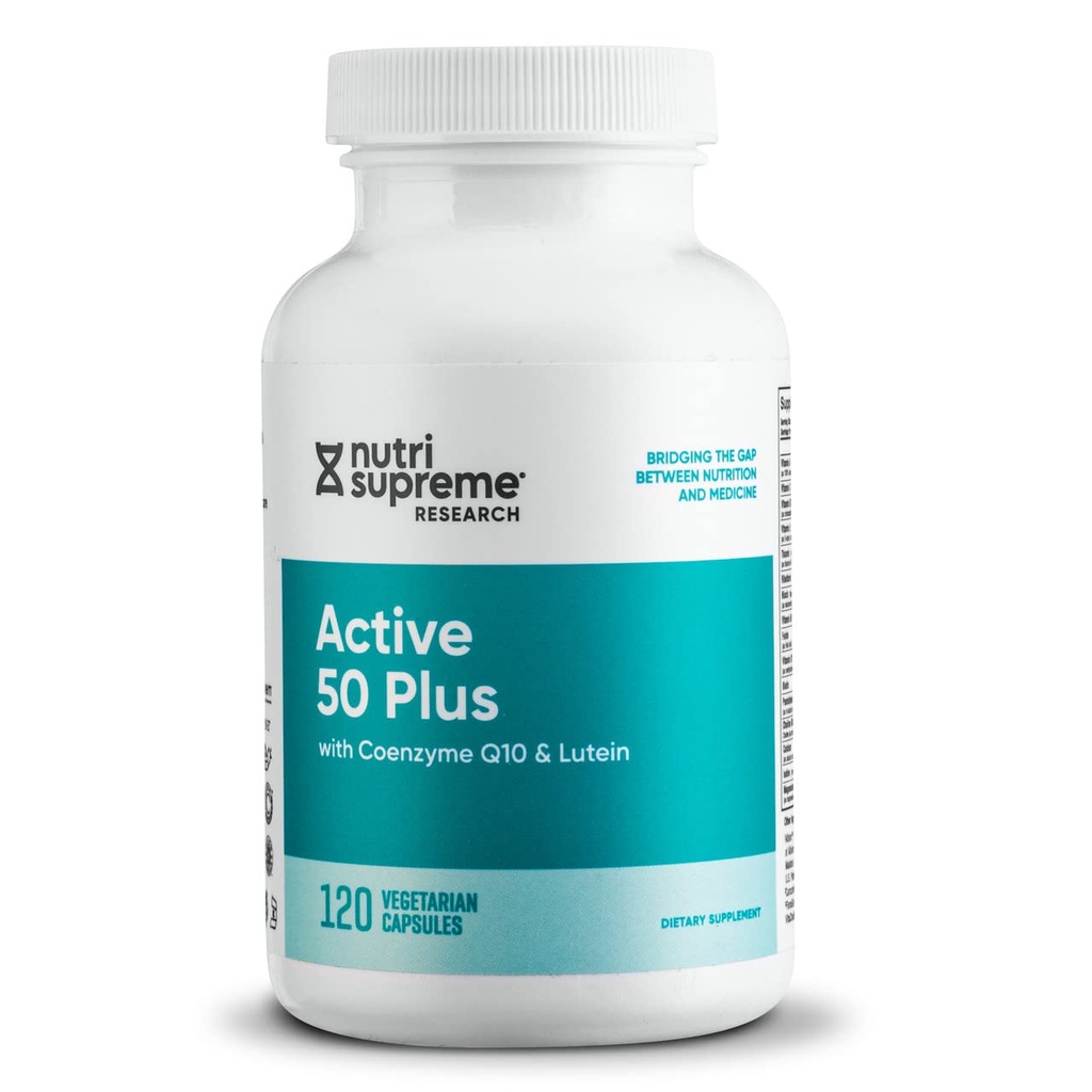 Nutri Supreme Active 50 Plus, CoQ10, Lutein, ALA, și Turmeric, Formula avansată pentru îmbătrânire sănătoasă și vitalitate, 120 capsule vegetale