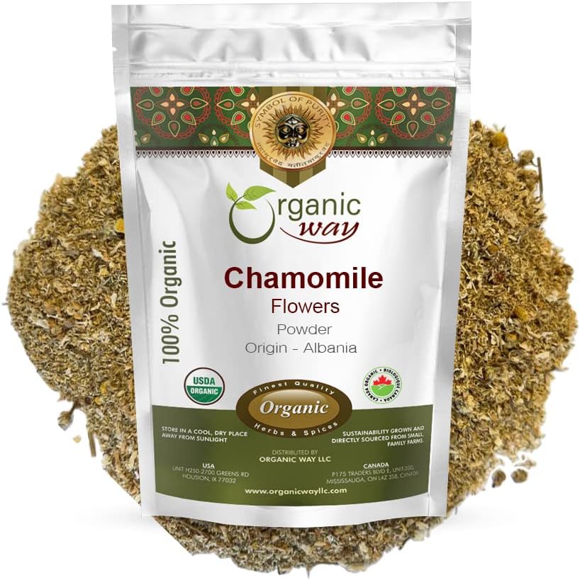Mod organic Chamomile Flowers Powder (Matricaria Chamomilla) Ceai de plante - European Wild-Harvest 